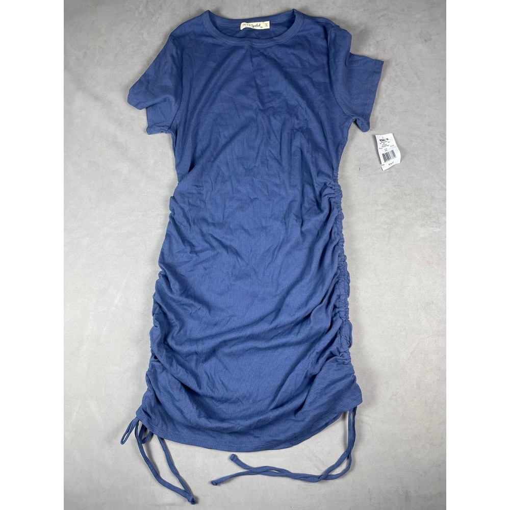 Live To Be Spoiled Blue Ribbed Ruched Side Mini Dress XXL KOLD779J NWT